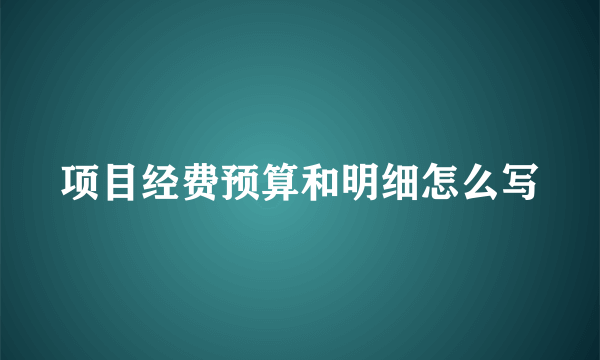 项目经费预算和明细怎么写