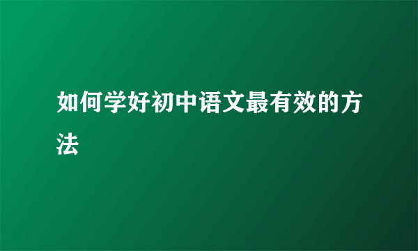 如何学好初中语文最有效的方法