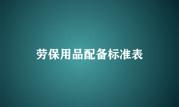 劳保用品配备标准表