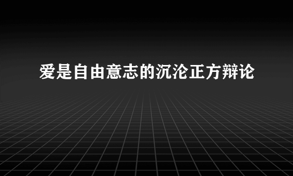 爱是自由意志的沉沦正方辩论
