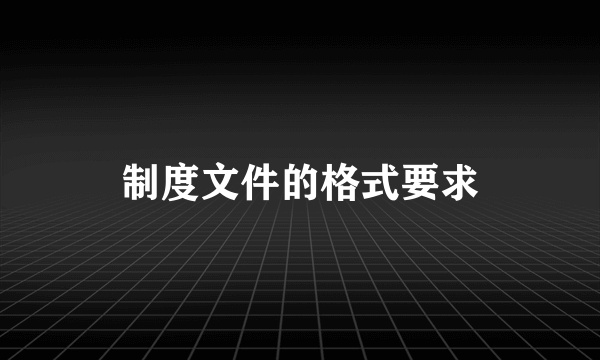 制度文件的格式要求