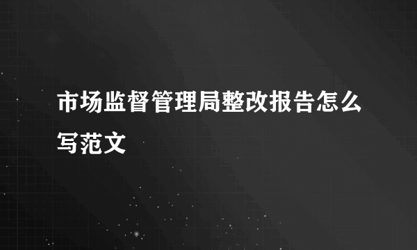 市场监督管理局整改报告怎么写范文