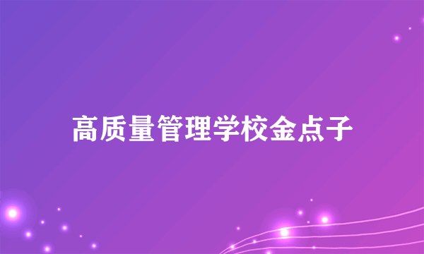 高质量管理学校金点子