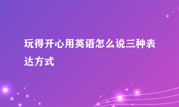 玩得开心用英语怎么说三种表达方式