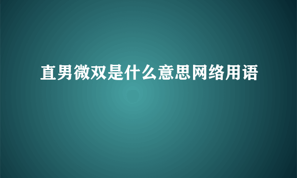 直男微双是什么意思网络用语