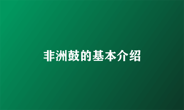非洲鼓的基本介绍