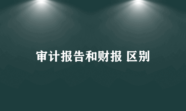 审计报告和财报 区别