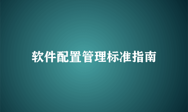 软件配置管理标准指南