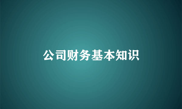 公司财务基本知识