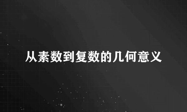 从素数到复数的几何意义