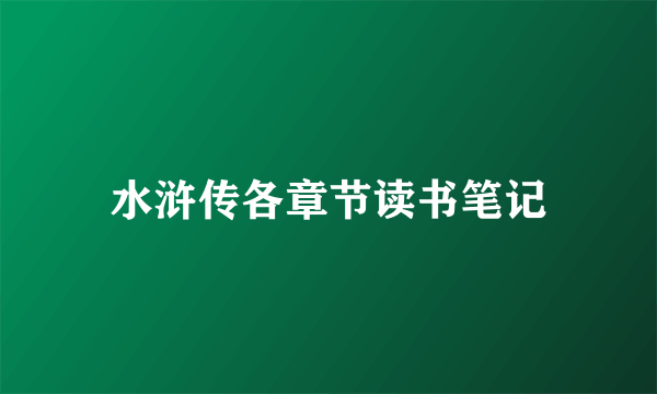 水浒传各章节读书笔记