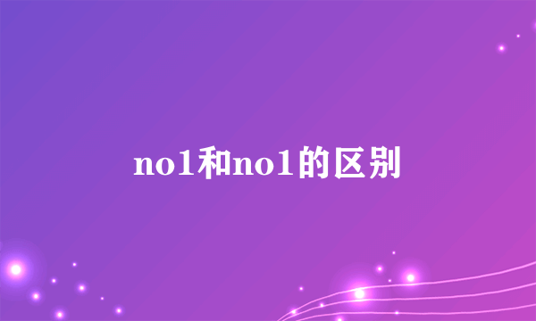 no1和no1的区别