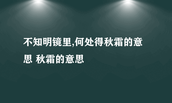 不知明镜里,何处得秋霜的意思 秋霜的意思