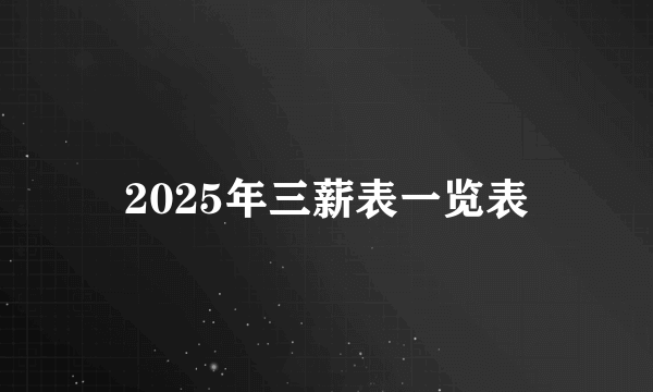 2025年三薪表一览表