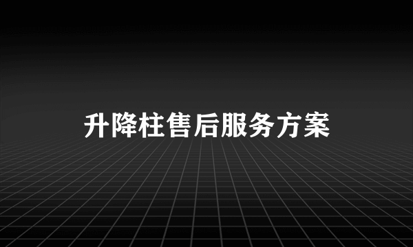 升降柱售后服务方案