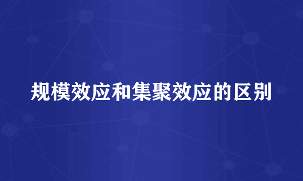 规模效应和集聚效应的区别
