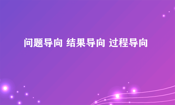 问题导向 结果导向 过程导向