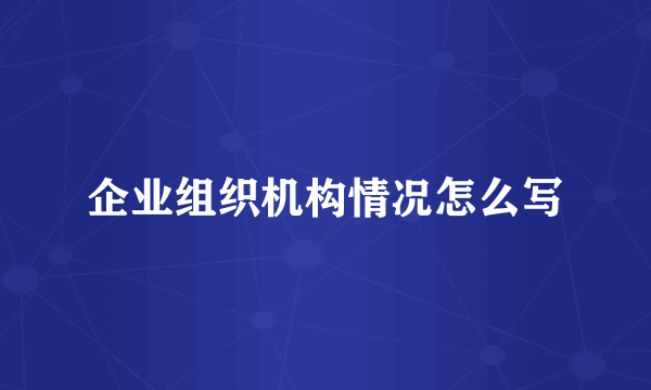 企业组织机构情况怎么写