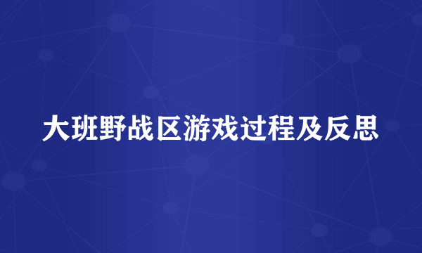 大班野战区游戏过程及反思