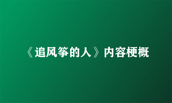 《追风筝的人》内容梗概