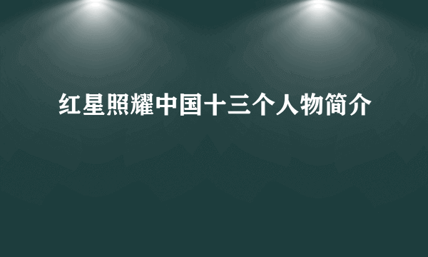 红星照耀中国十三个人物简介