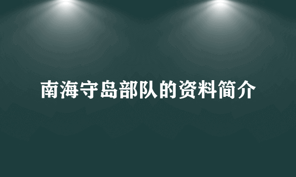 南海守岛部队的资料简介
