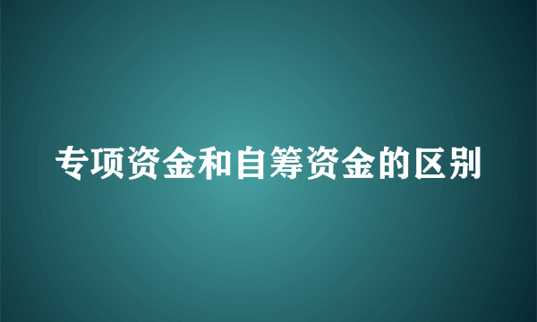 专项资金和自筹资金的区别