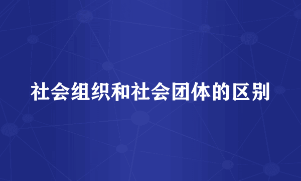 社会组织和社会团体的区别