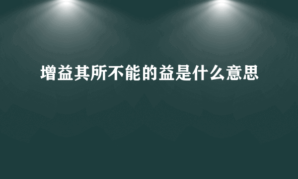 增益其所不能的益是什么意思