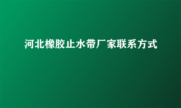 河北橡胶止水带厂家联系方式