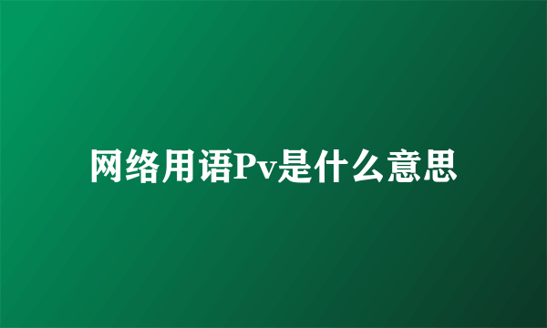 网络用语Pv是什么意思