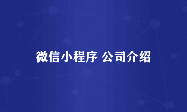 微信小程序 公司介绍