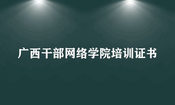 广西干部网络学院培训证书
