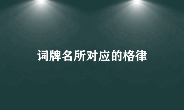 词牌名所对应的格律