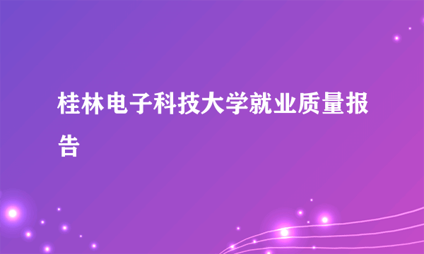 桂林电子科技大学就业质量报告