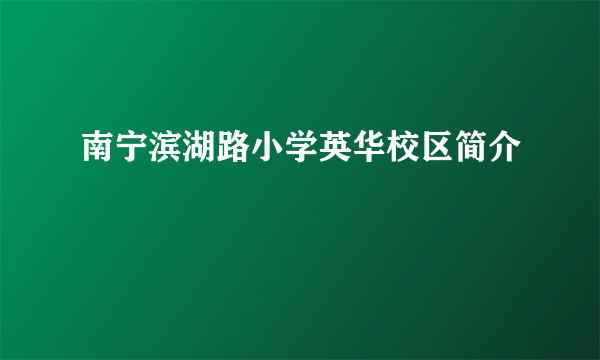 南宁滨湖路小学英华校区简介
