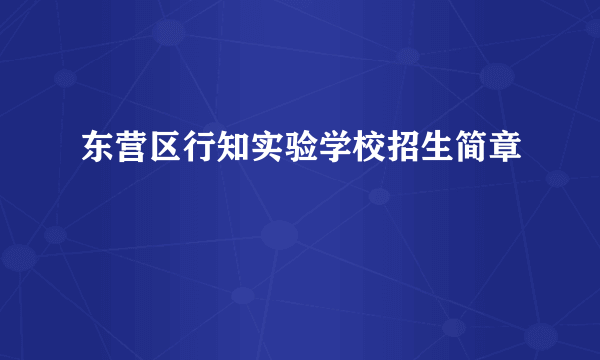 东营区行知实验学校招生简章