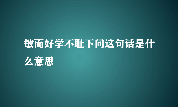 敏而好学不耻下问这句话是什么意思