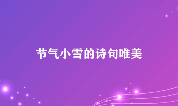 节气小雪的诗句唯美