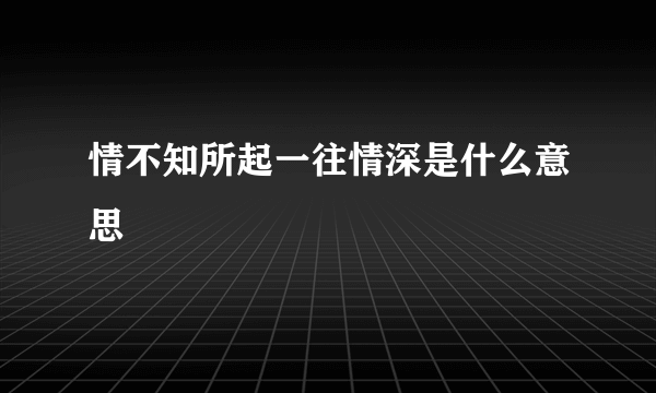 情不知所起一往情深是什么意思