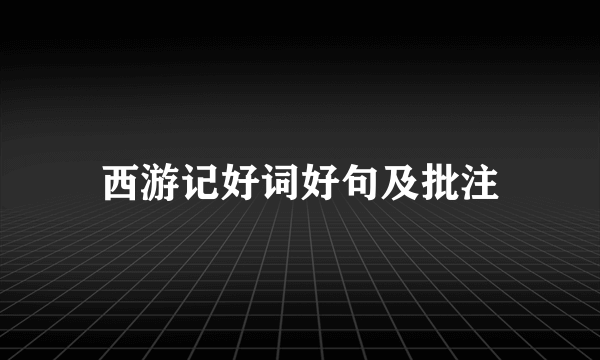 西游记好词好句及批注