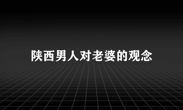 陕西男人对老婆的观念