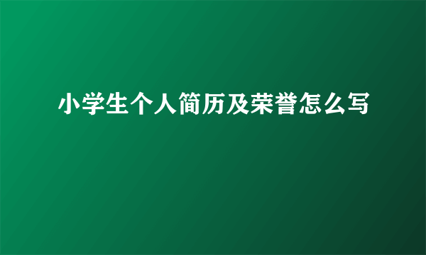 小学生个人简历及荣誉怎么写