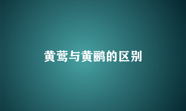 黄莺与黄鹂的区别