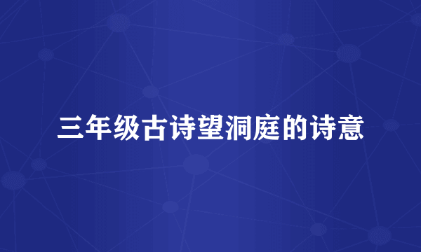 三年级古诗望洞庭的诗意