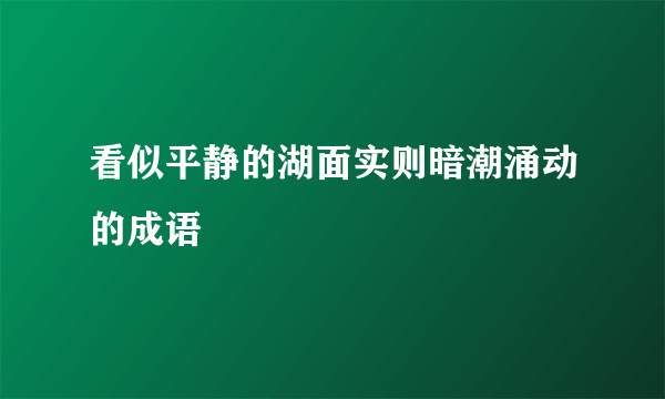 看似平静的湖面实则暗潮涌动的成语