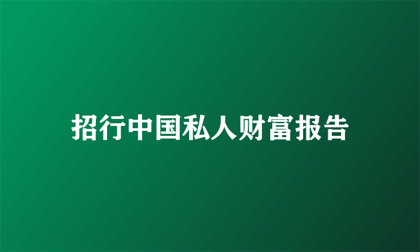 招行中国私人财富报告