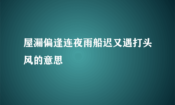屋漏偏逢连夜雨船迟又遇打头风的意思