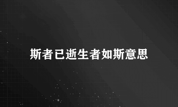 斯者已逝生者如斯意思