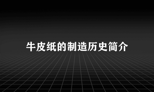 牛皮纸的制造历史简介